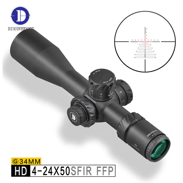 NEW DISCOVERY HD 4-24X50SFIR FFP ZERO STOP Professional Tactical Riflescope,tube34mm